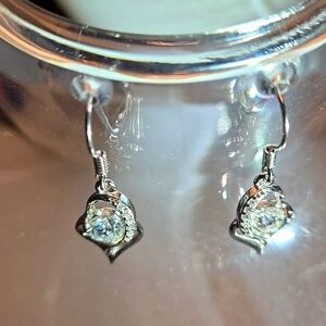 LOVESSOM S925 Sterling Silver Heart-Shaped Moissanite Drop Earrings Nickle free